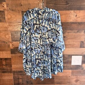 Free People Goddess Sleep Shirt Blue Patterned Women's Pajama Top